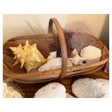 LL - Seashells, Coral, and Sea Fan Collection with Two Woven Baskets