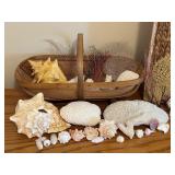 LL - Seashells, Coral, and Sea Fan Collection with Two Woven Baskets