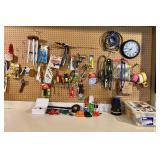 LL - Workshop Hand Tools and Hardware Collection with Pegboard Assortment