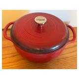 LL - Lodge Red Enameled Cast Iron Dutch Oven with Lid