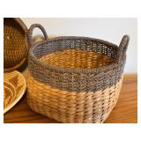 LL - Collection of 4 Handwoven Baskets and 13 Inspirational River Stones