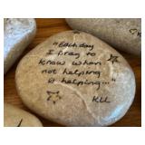 LL - Collection of 4 Handwoven Baskets and 13 Inspirational River Stones