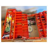 LL - Adventurer Tackle Box with Vintage Lures, Fishing Line, and Tackle Assortment