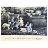 LL - Set of 2 Framed Currier & Ives Prints: The Four Seasons of Life - Middle Age & Childhood