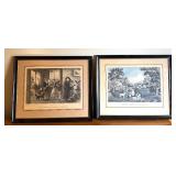 LL - Set of 2 Framed Currier & Ives Prints: The Four Seasons of Life - Middle Age & Childhood