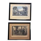 LL - Set of 2 Framed Currier & Ives Prints: The Four Seasons of Life - Middle Age & Childhood