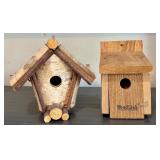 G - Pair of Rustic Wooden Birdhouses