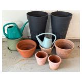 G - Collection of 8 Assorted Garden Pots and 2 Watering Cans