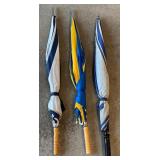G - Set of 3 Golf Umbrellas Blue and Yellow with Light Wear
