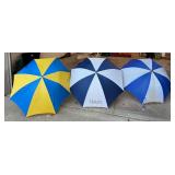 G - Set of 3 Golf Umbrellas Blue and Yellow with Light Wear