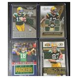 4-Card Packers Star WR Jersey Patch Football Cards (Adams, Nelson, Cobb)