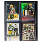 4-Card Packers Patch Football Card Lot (Face 2 Face has a crease)