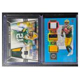2-Card Packers Charles Woodson /25 & Romeo Doubs /50 Multi-Color Patch Football Card Lot