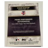 Byron Buxton Blue Auto /99 2025 Topps Prime Performers #PPA-BB Numbered 19/99 Minnesota Twins Baseball Card