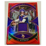JJ McCarthy Relic Red Refractor RC Prizm 2024 Select #RS-JMY Rookie Minnesota Vikings Football Card