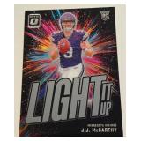 JJ McCarhty RC Light It Up Insert 2024 Donruss Optic #2 Rookie Minnesota Vikings Football Card