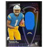 Quentin Johnson /75 RC Patch 2023 Obsidian Sharpened Swatches #SSW-QJO Numbered 53/75 Rookie Football Card
