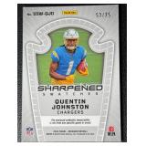 Quentin Johnson /75 RC Patch 2023 Obsidian Sharpened Swatches #SSW-QJO Numbered 53/75 Rookie Football Card