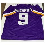JJ McCarthy Signed With Beckett COA Minnesota Vinkings Stitched Custom Jersey Size XL