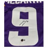 JJ McCarthy Signed With Beckett COA Minnesota Vinkings Stitched Custom Jersey Size XL