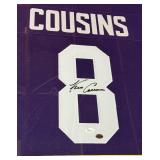 Kirk Cousins Signed, Framed, and Matted Jersey With Photos and JSA COA Minnesota Vikings Football