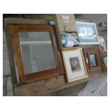 Wood Framed Mirror, Garden and Pict...