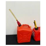 Group of 4 Red Gas Cans and Safety Containers with Spouts