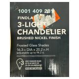 Hampton Bay Findlay 3-Light Chandelier Brushed Nickel with Frosted Glass Shades