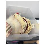 Plastic 3 Shelf Rack w Misc Household Contents Inc Nike Training Belt, Hats, Tin, Animal Figurines & Bank & More