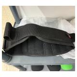 Plastic 3 Shelf Rack w Misc Household Contents Inc Nike Training Belt, Hats, Tin, Animal Figurines & Bank & More