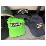 Plastic 3 Shelf Rack w Misc Household Contents Inc Nike Training Belt, Hats, Tin, Animal Figurines & Bank & More