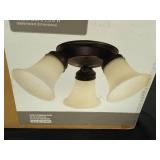 17 in 3-Light Flush Mount Ceiling Fixture with Frosted Glass Shades