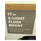 17 in 3-Light Flush Mount Ceiling Fixture with Frosted Glass Shades