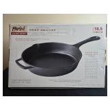 Parini 10.5 Inch Pre-Seasoned Cast Iron Deep Skillet in Orig Box