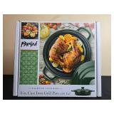 Parini 8 in. Enameled Cast Iron Grill Pan with Lids in Orig Box