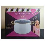 Paris Hilton 5qt Dutch Oven with Glass Lid Clean Ceramic Nonstick in Orig Box