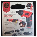 Torelli Rechargeable Cordless Pivot Driver Flashlight with 30-Piece Bit Set in Orig Pkg