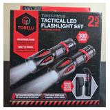 Torelli Twist-Focus Tactical LED Flashlight Set 2 Pack with Holsters in Orig Box