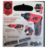 Torelli Rechargeable Cordless Pivot Driver Flashlight with 30-Piece Bit Set in Orig Pkg