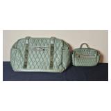 Bella Russo Quilted 18 Inch Weekender Duffle and Cosmetic Bag Set