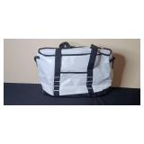 Large White and Black Duffel Bag with Shoulder Strap