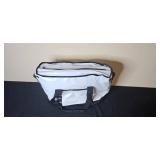 Large White and Black Duffel Bag with Shoulder Strap