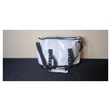 Large White and Black Duffel Bag with Shoulder Strap