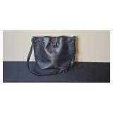 Black Textured Shoulder Bag and Matching Wristlet Set