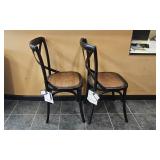 Pair of Safavieh AMH9500B Black Dining Chairs with Woven Seats