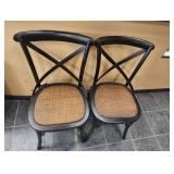 Pair of Safavieh AMH9500B Black Dining Chairs with Woven Seats