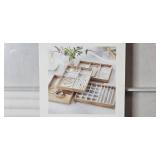 Brightroom Bamboo Jewelry Organizer Tray and Clear Acrylic Countertop Tray Set