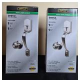 2 Defiant Castle Satin Nickel Entry Door Handle Sets in Orig Pkg
