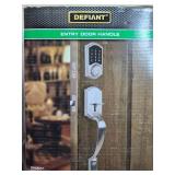 Lot of 2 Defiant Castle Satin Nickel Entry Door Handle Sets in Orig Pkg