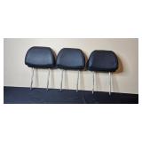 Set of Black Automotive Headrests with Chrome Posts